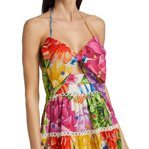 FARM Rio - Rainbow Chita Floral-Print Midi Dress - SMALL (NWT) - Picture 5 of 5